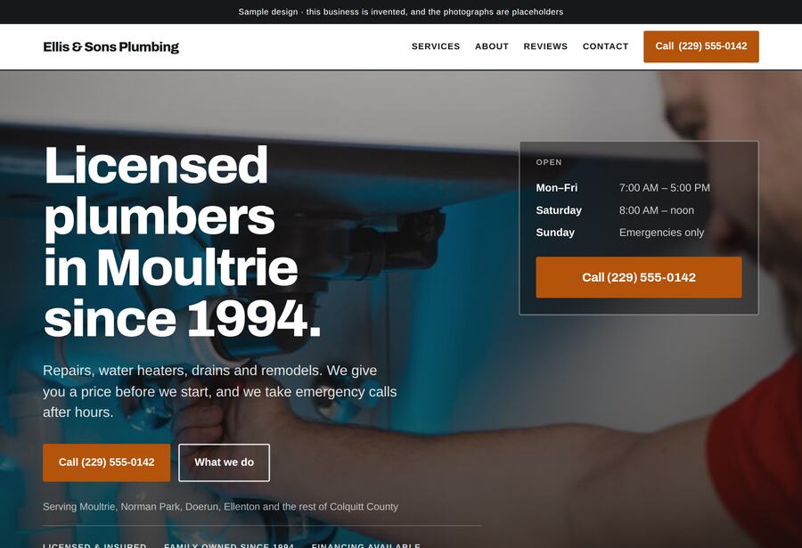 Sample site for a plumbing company